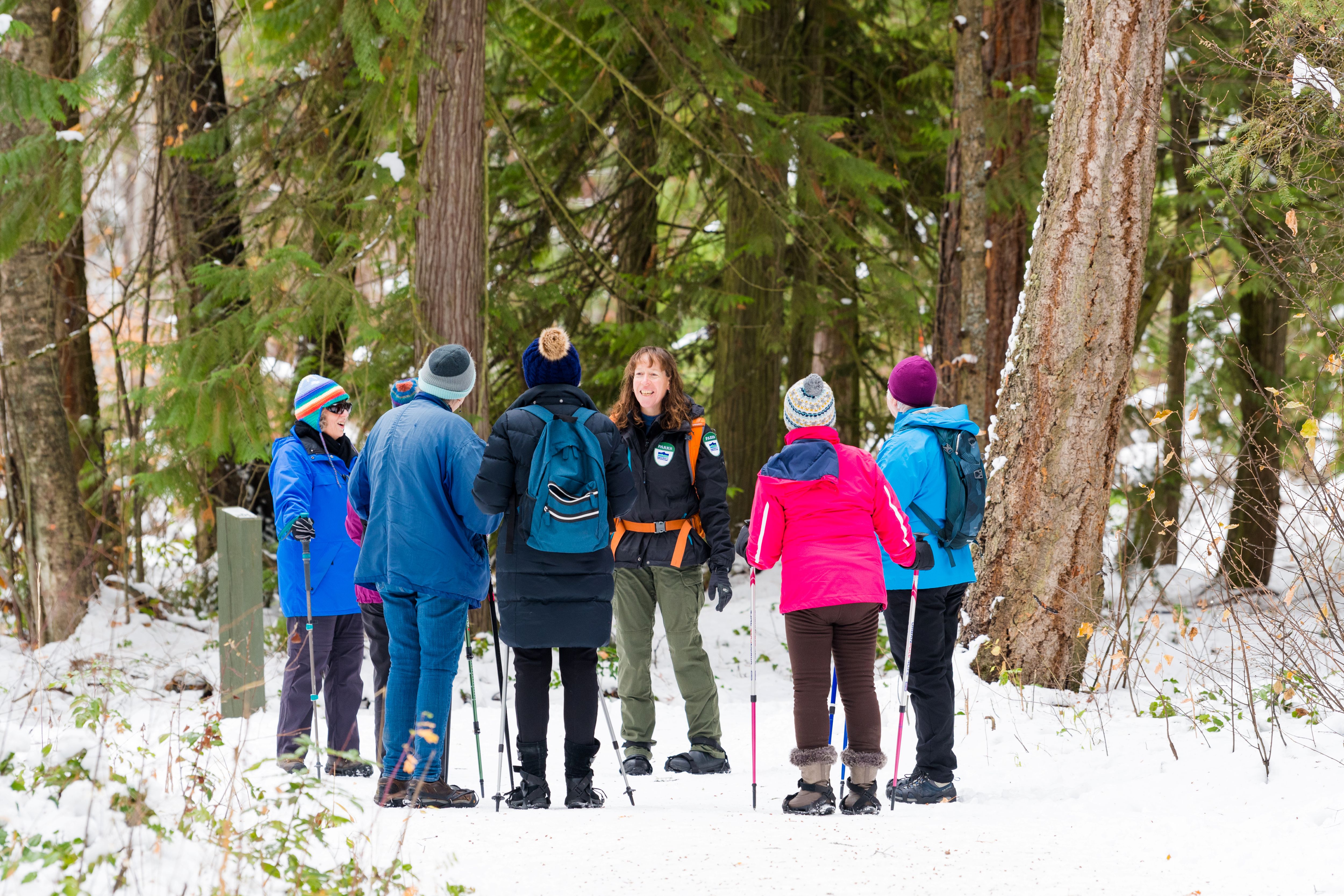Group of people out for a walk in the Winter.