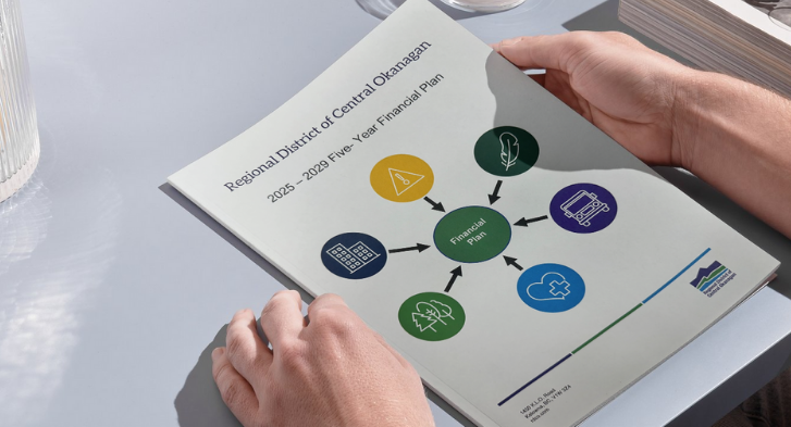 Hands holding a copy of the 2025-2029 Five Year Financial Plan