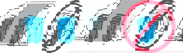 A diagram showing residents how to place their carts in their driveways, not on top of snowbanks.