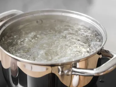 A pot of boiling water.