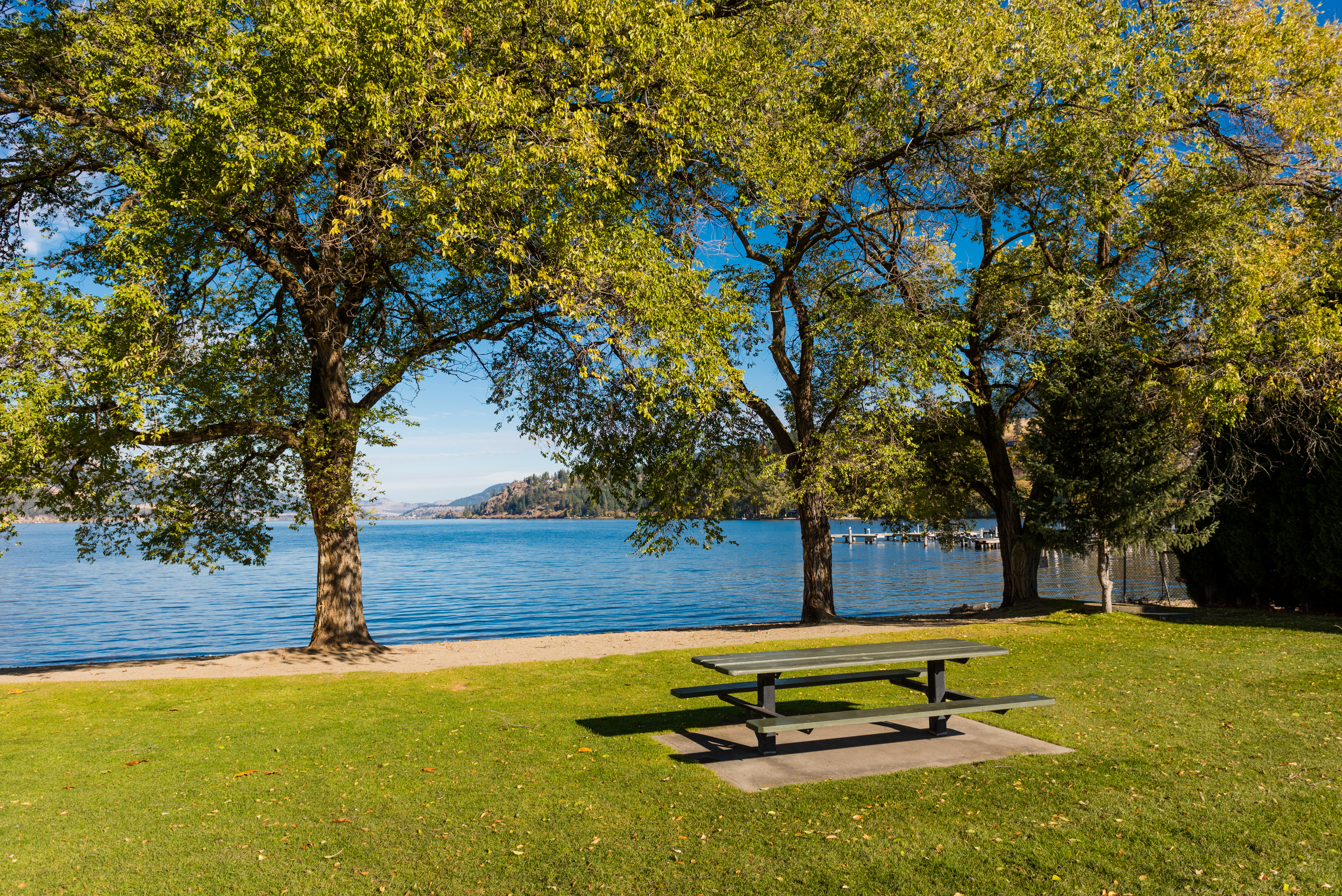 View of the beach at Reiswig Regional Park. 