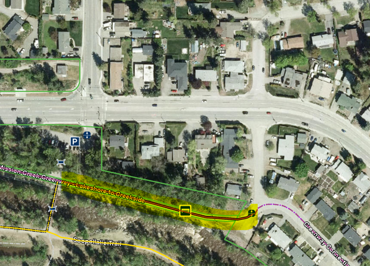 Map of the Mission Creek Greenway closure.